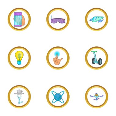 Gelecekteki gadget simge seti, karikatür tarzı