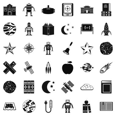 Astronomi robot Icons set, basit tarzı