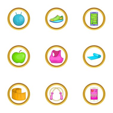 Aerobik Icons set, karikatür tarzı