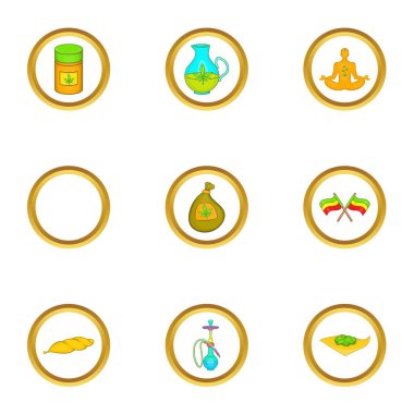 Haşhaş simge seti, karikatür tarzı