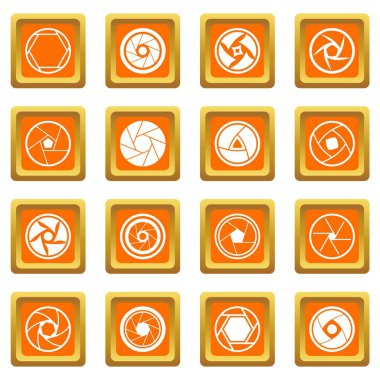 Turuncu fotoğraf diyafram Icons set