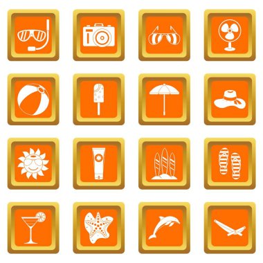 Turuncu yaz dinlenme Icons set