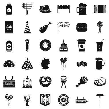 Bira şişe Icons set, basit tarzı