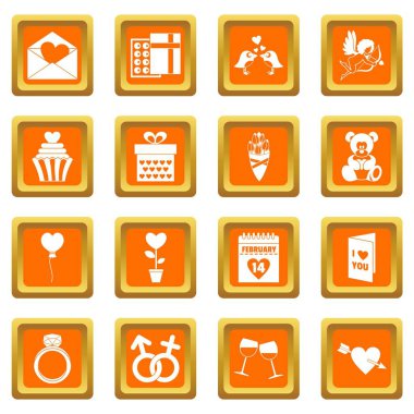 Turuncu Saint Valentine Icons set