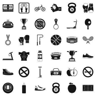 Boks torbası Icons set, basit tarzı