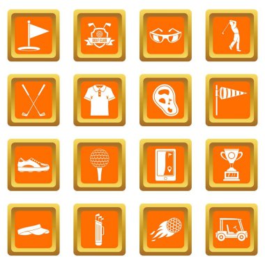 Turuncu Golf öğeleri Icons set