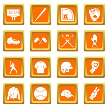 Turuncu beyzbol Icons set