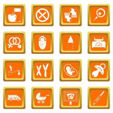 Turuncu gebelik sembolleri Icons set