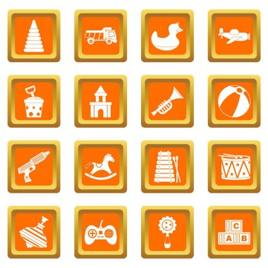 Turuncu farklı çocuklar oyuncak Icons set
