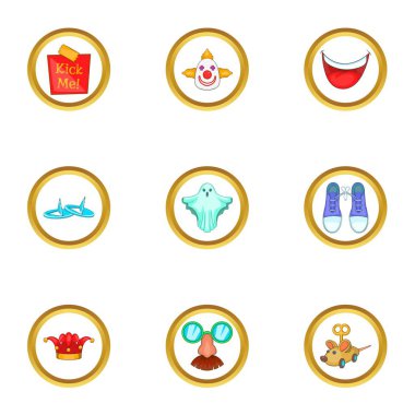 Komedi Icons set, karikatür tarzı