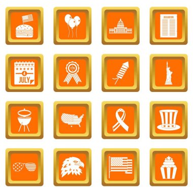 Bağımsızlık günü bayrağı simgeleri turuncu ayarla