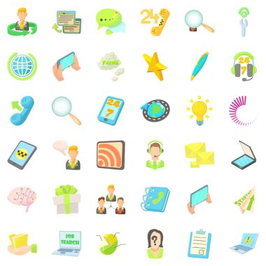 Icons set iletişim, tarzı çizgi film