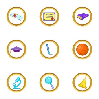 Diploma Icons set, karikatür tarzı