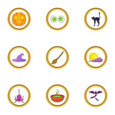 Tüm Azizler günü simge seti, karikatür tarzı