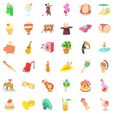 Büyük karnaval Icons set, karikatür tarzı
