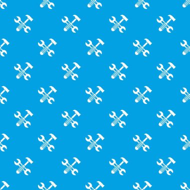 Çekiç ve vida anahtarı desen kesintisiz mavi