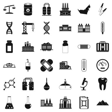 Kimyasal varil Icons set, basit tarzı