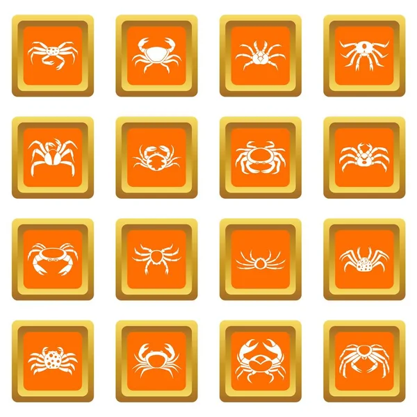 Différentes icônes de crabe ensemble orange — Image vectorielle
