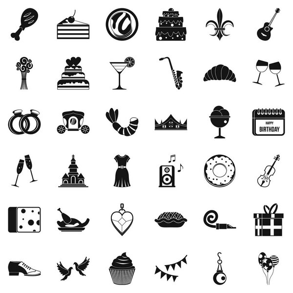 Love banquet icons set, simple style