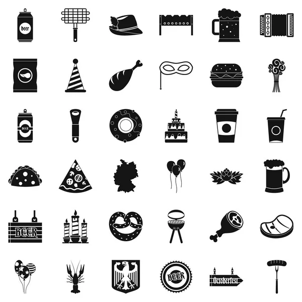 Bira şişe Icons set, basit tarzı