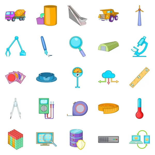 Conjunto de iconos de ingeniería, estilo de dibujos animados — Vector de stock