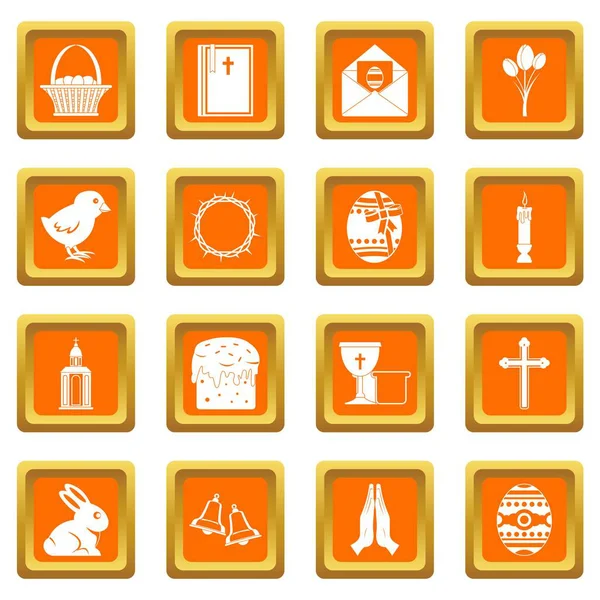 Turuncu Paskalya öğeleri Icons set
