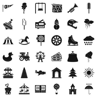 Çocukların atlıkarınca Icons set, basit tarzı