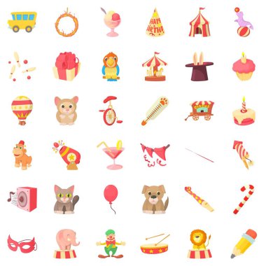 Sirk kuş Icons set, karikatür tarzı