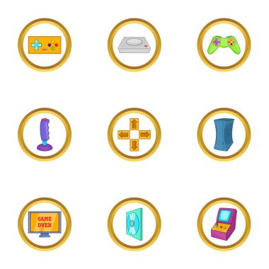Oyun ekipmanları simge seti, karikatür tarzı