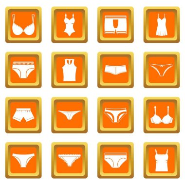 Turuncu iç çamaşırı öğeleri Icons set