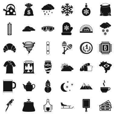 Sert kahve Icons set, basit tarzı