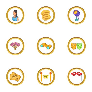 Tiyatro Icons set, karikatür tarzı