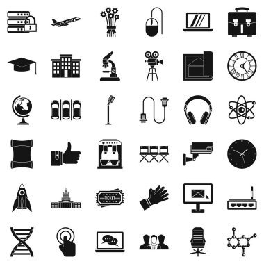 İyi konferans Icons set, basit tarzı