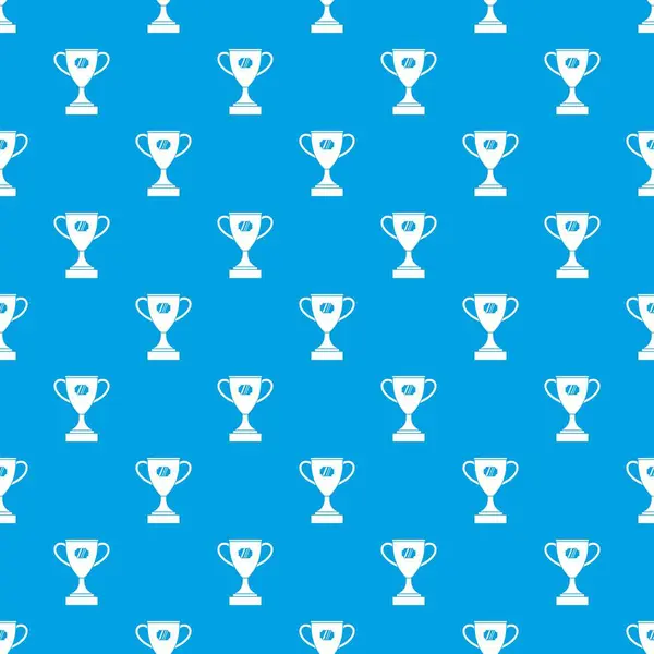Ganador patrón taza sin costura azul — Vector de stock