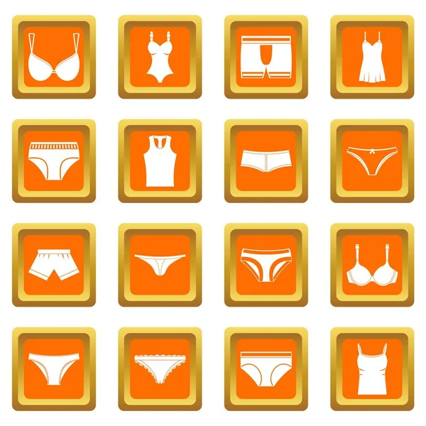 Underwear items icons set orange — Stock Vector