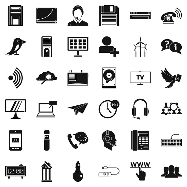 Conjunto de ícones de comunicação Internet, estilo simples —  Vetores de Stock