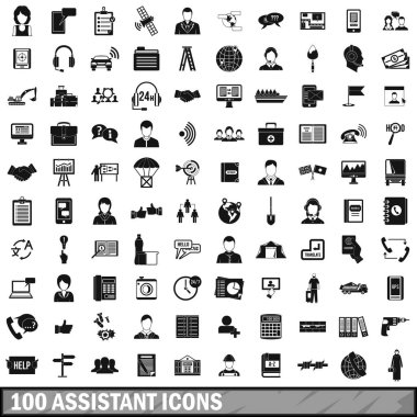 100 Yardımcısı Icons set, basit tarzı 