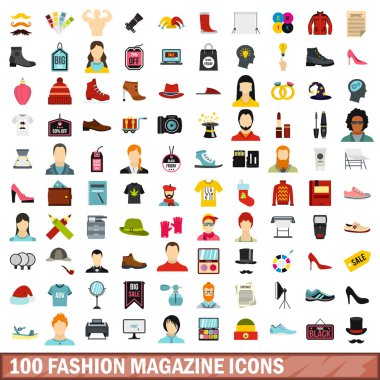 100 moda dergisi simgeler kümesi, stil düz