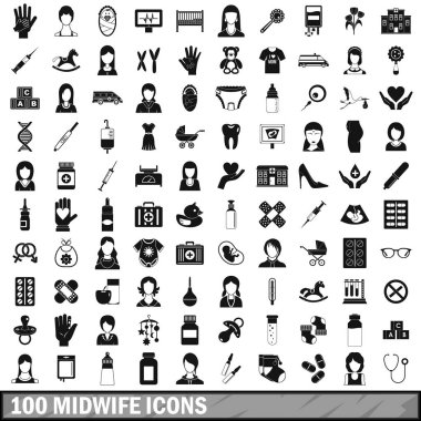 100 ebe Icons set, basit tarzı 