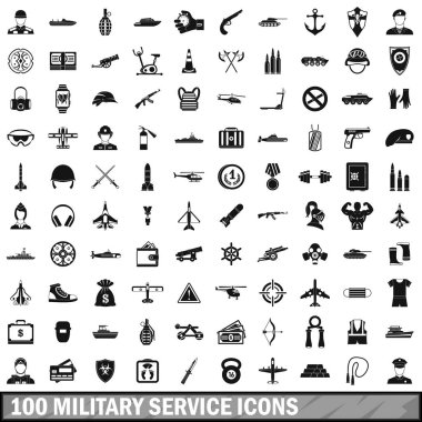 Icons set, basit stil 100 askerlik 