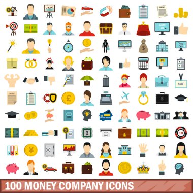 100 para şirket simgeler kümesi, stil düz