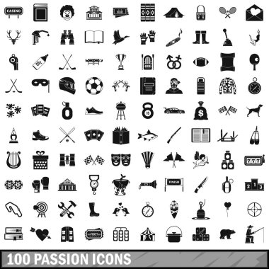 100 tutku Icons set, basit tarzı 