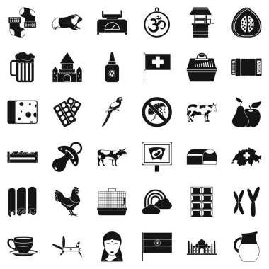 Yeme inek Icons set, basit tarzı