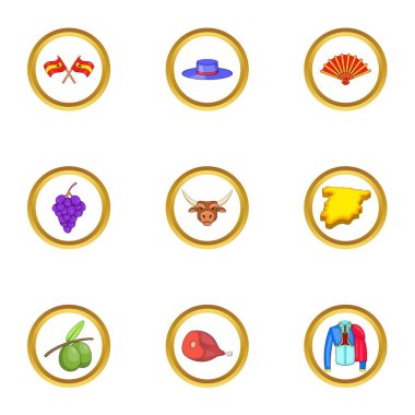 İspanya Icons set, karikatür tarzı