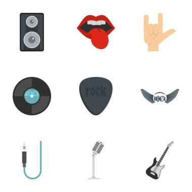 Rock simge seti, düz stil