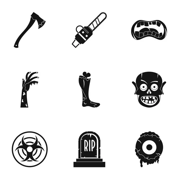 Zombie icon set, simple style — Stock Vector