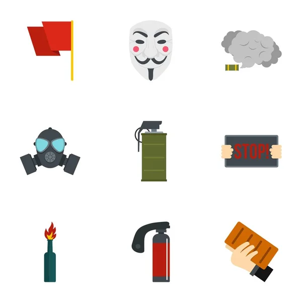Conjunto de iconos de protestacion, estilo plano — Vector de stock