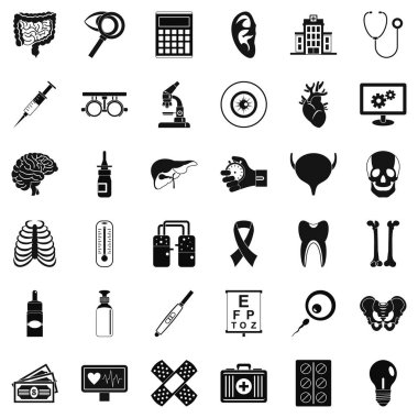 Bilgisayar tanılama Icons set, basit tarzı
