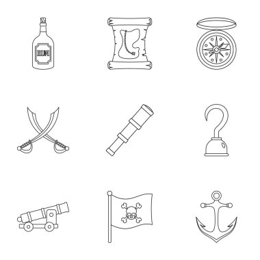 Korsanlar simge seti, anahat stili