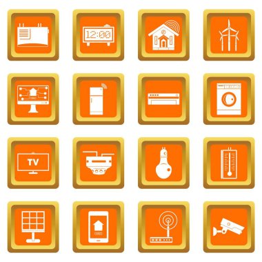 Turuncu akıllı ev Icons set